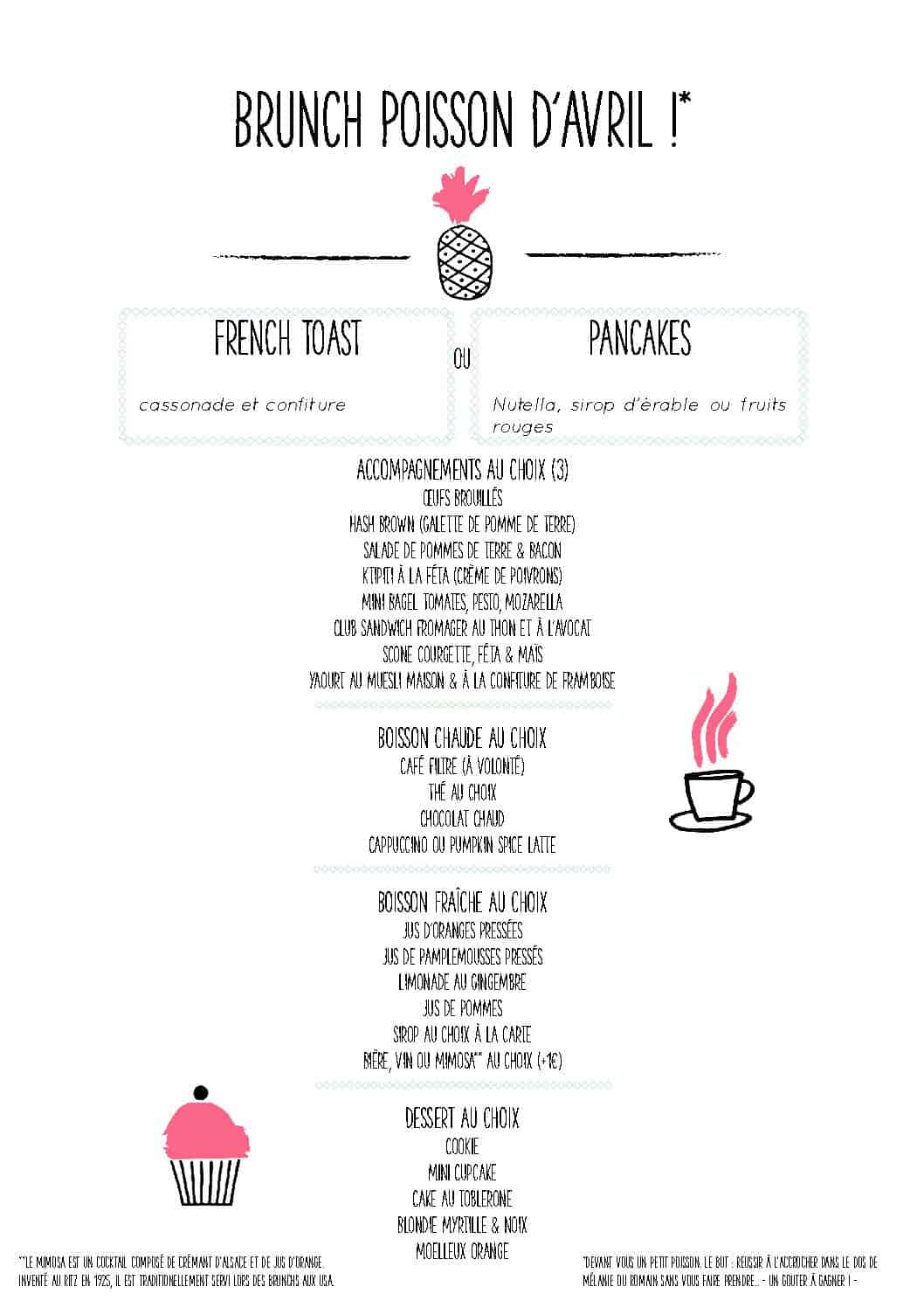 Brunch du Dimanche 1er Avril – Menu